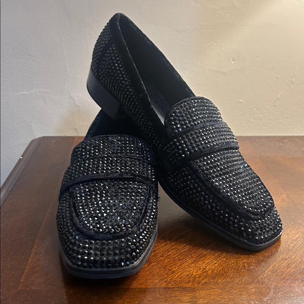 NYDJ Traceeu Rhinestone & Velvet Loafers